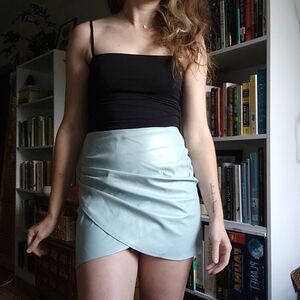Bubblegum Blue Faux Latex / Leather Skirt